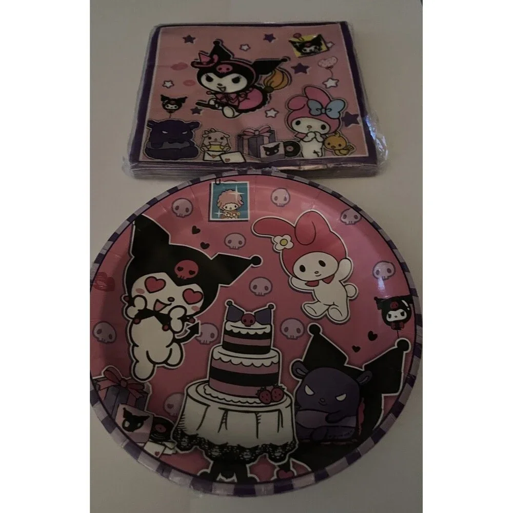 Kawaii Sanrio Kuromi & My Melody Birthday Party Banner Balloons Cake Toppers Set